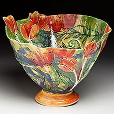 Tulip bowl by Wendy Johnston Pottery in Hopewell Cape, New Brunswick