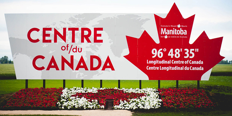 Centre of Canada, just east of Winnipeg, Manitoba