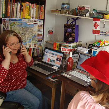 Annie and Pam juggling tasks in our busy little office back in 2010 Annie and Pam juggling tasks in our busy little office back in 2010