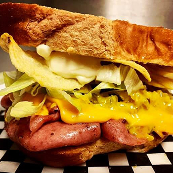 East Coast Club with potato chips at The Deli Yukon, Whitehorse, Yukon