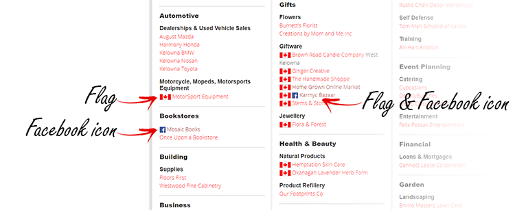Example of Flags & Facebook icons