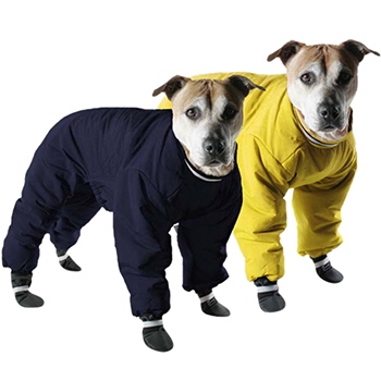 "Muttluks" reversible snowsuits for dogs from Mondou, Gatineau, Québec