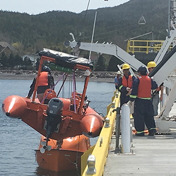 Rescue boat training at Nunavut Fisheries and Marine Training, Iqaluit, Nunavut