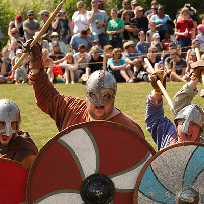 Battle reenactment at the Icelandic Festival of Manitoba in Gimli, photo by Leif Norman